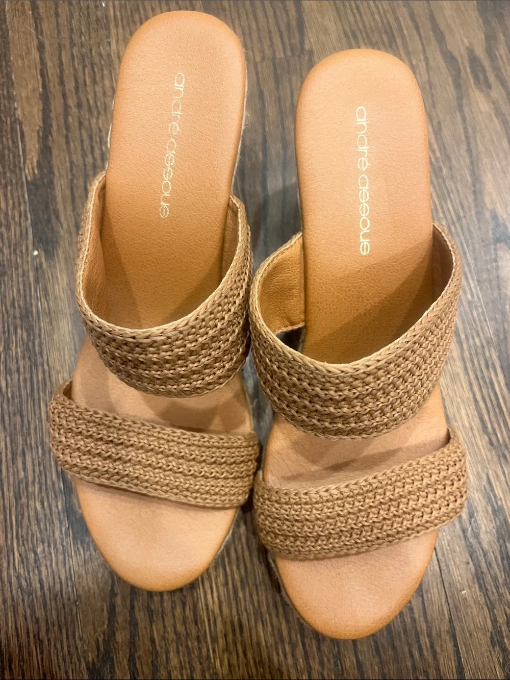 Andre Assous Braided Tan Slide Mules - Picture 5 of 8